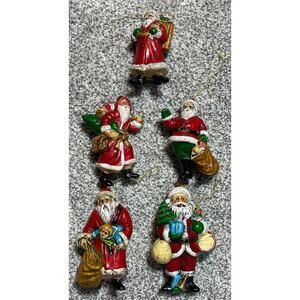 Vintage Old World Santa Claus Christmas Ornaments Lot Of 5 Plastic Grandmacore